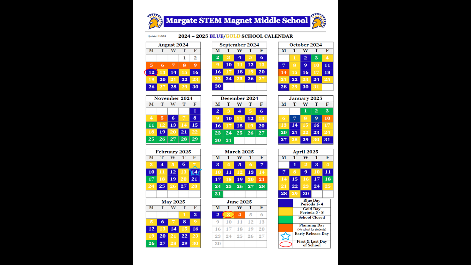  24-25 Blue/Gold Calendar updated